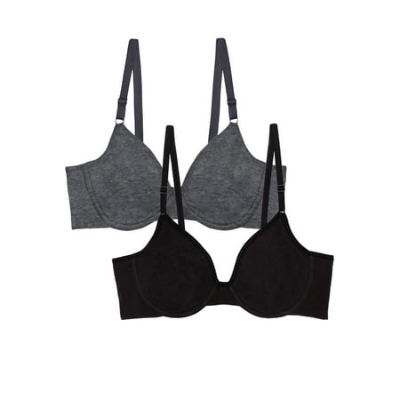 Fruit of the Loom Women's Unlined Underwire Cotton Stretch Extreme Comfort Bra, Style FT920, 2-Pack