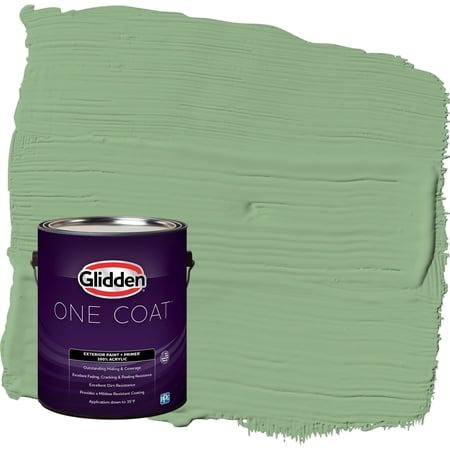 Glidden One Coat Pear Cactus / Green Flat Exterior Paint with Primer, 1 Gallon