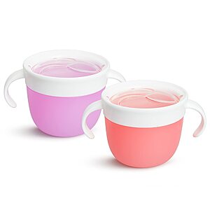 2-Pk Munchkin Snack Catcher Toddler Snack Cups (Pink/Purple or Blue/Green) $6