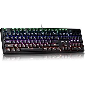 wegear Mechanical RGB Backlit Wired Gaming Keyboard w/ Blue Switches $19