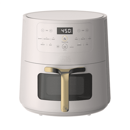 Thyme & Table 6QT Air Fryer, with ThymeCrisp™ and Ceramic-Coated Nonstick Basket, Sand White