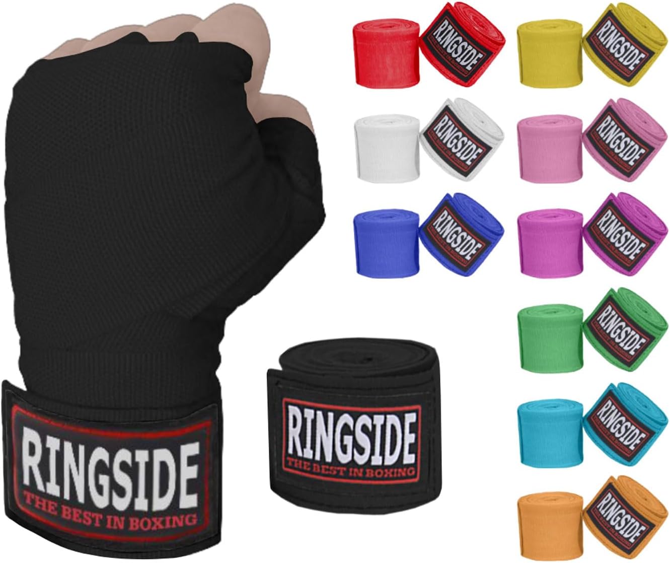 Ringside Mexican Style Boxing Hand Wraps (Pair), Black