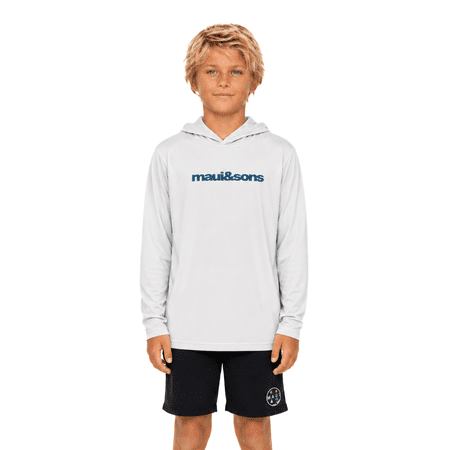 Maui and Sons The Beach Hooded Long Sleeve Sun Shirt for Boys Made With 50+ UPF Protection Moisture Wicking Fabric Designed for Everyday Comfort
