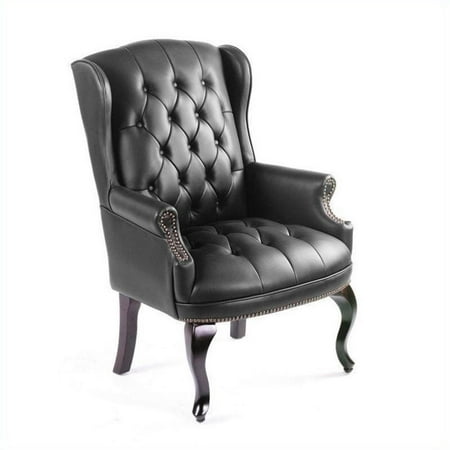 Boss Office Products Wingback Traditional Style Executive Guest Chair, Black