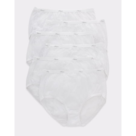 Hanes Women's Cotton Brief Underwear, Moisture-Wicking, 6-Pack White 8