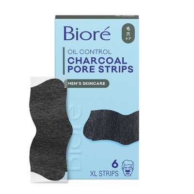 Biore Men'S Charcoal Deep Cleansing Pore Strips, Charcoal Blackhead Remover Pore Strips, Nose Strips - 6ct