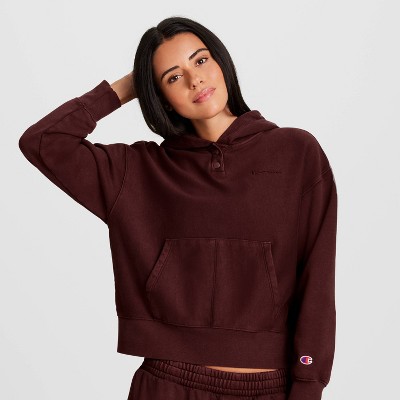 Champion Women's Vintage Wash Fleece Hooded Sweatshirt - Maroon L