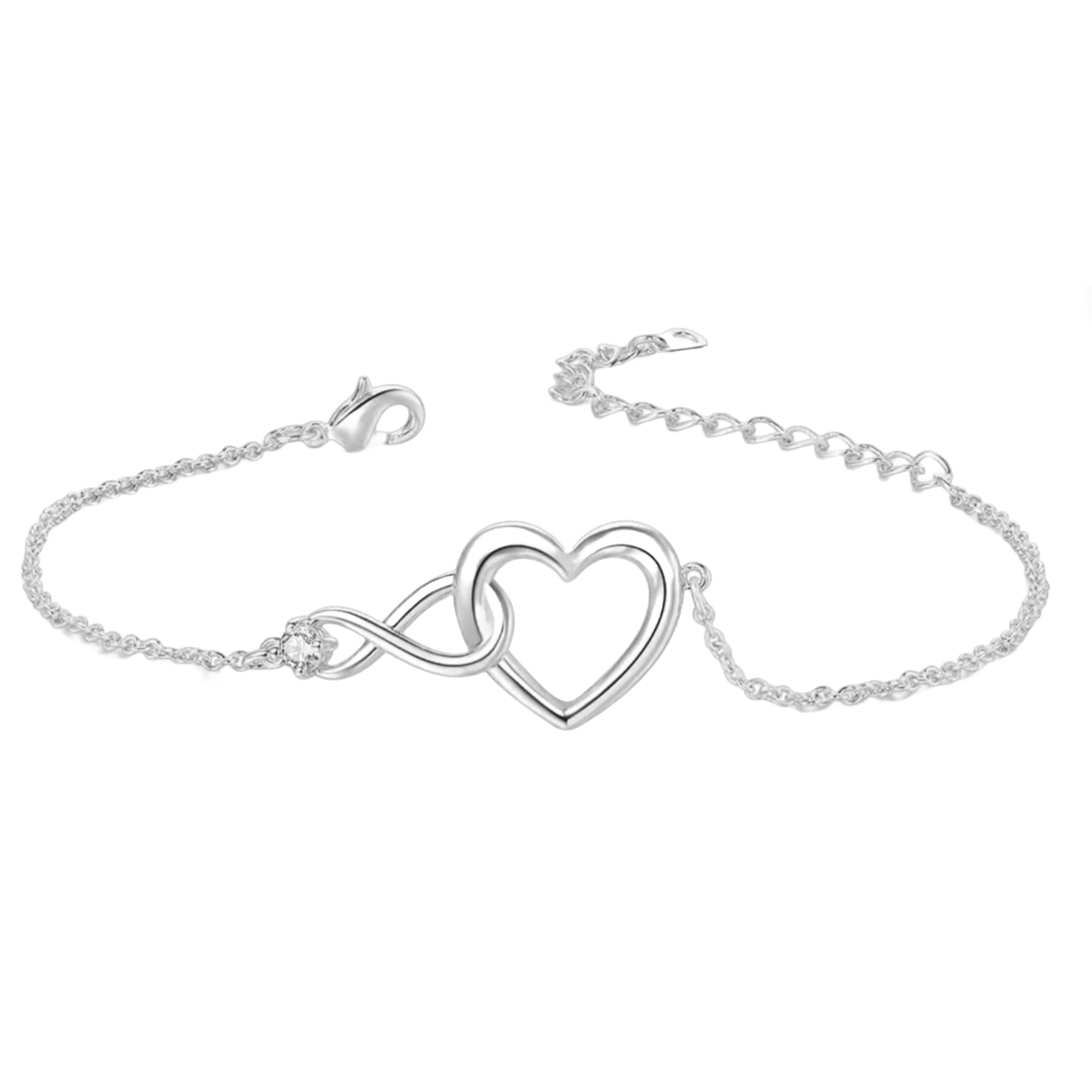 18K White Gold-Plated Heart Bracelet $12