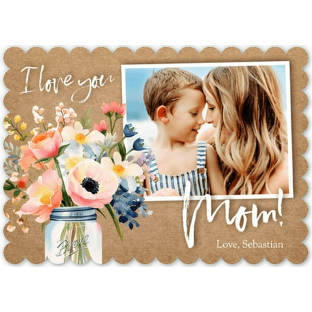 Walmart Custom 5x7 Personalized White Rectangle Photo Greeting Card with Scalloped Corners