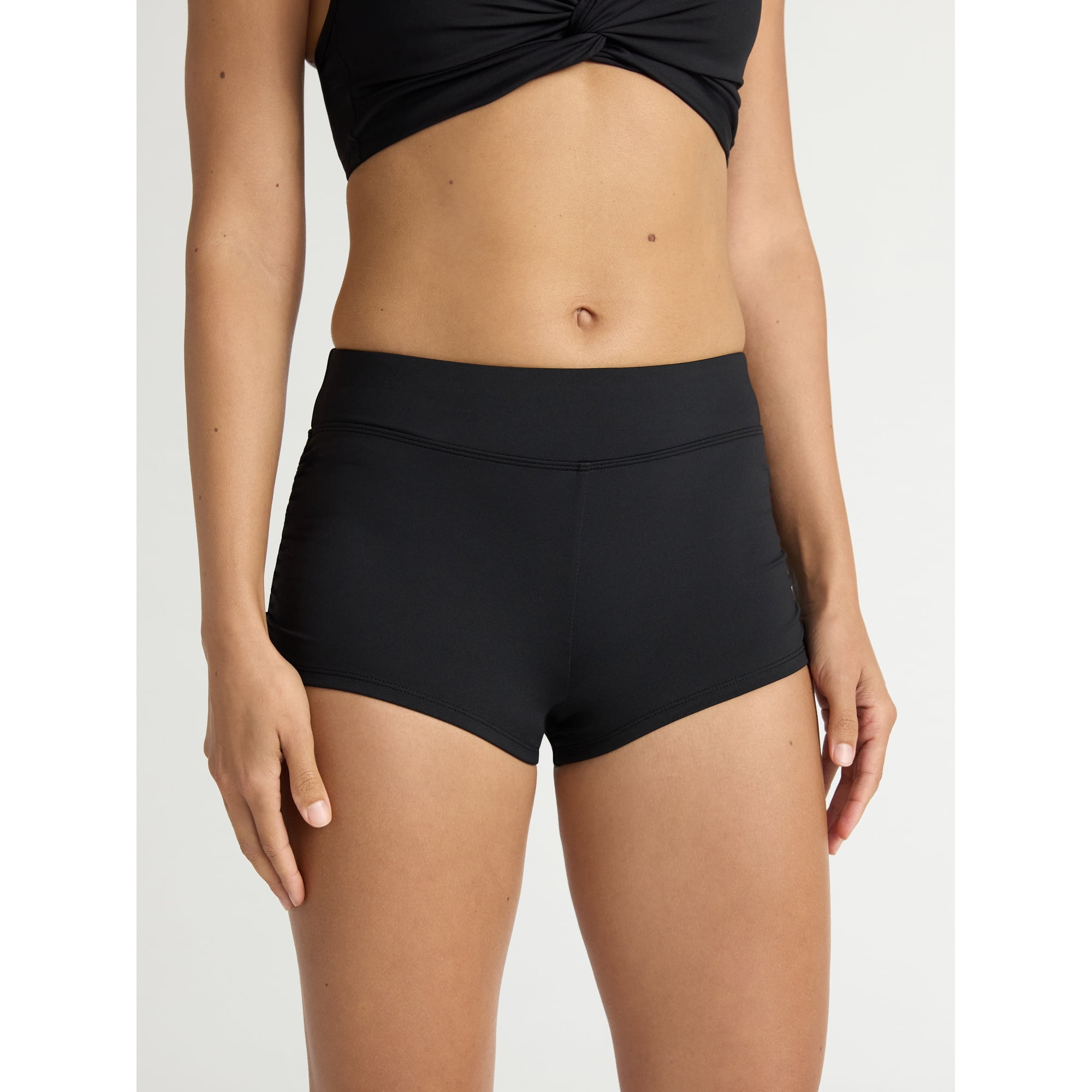 Time and Tru Women's Shirred Swim Shorts, Sizes XS-2X