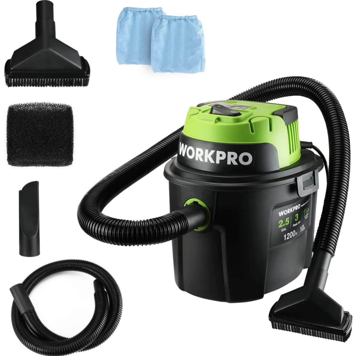 WORKPRO Wet Dry Vacuum 2.5 Gallon 3 Peak Horsepower Portable Shop Vacuum Cleaner Walmart