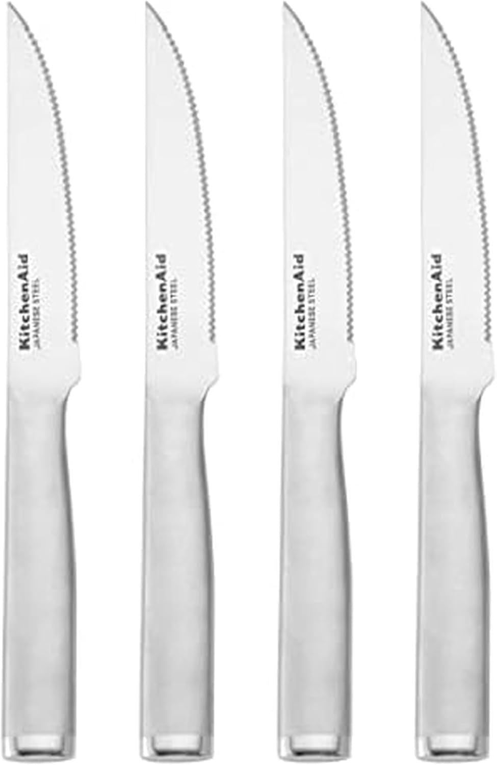 KitchenAid Gourmet Forged Steak Knife Set, High-Carbon Japanese Stainless Steel, 4 Piece, Brushed Stainless Steel