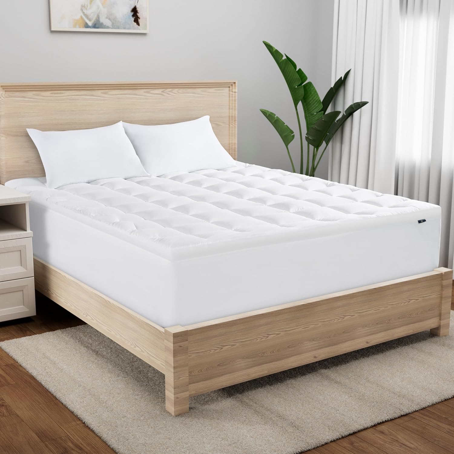 Serta Memory Flex Soft Mattress Topper, 2" Pillow Top Mattress Pad, Cushioning Stain Resistant Mattress Protector with 15" Pocket for Secure Fit, Machine Washable, Twin, White