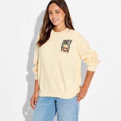 Women's Crewneck Smokey Only You Graphic Pullover Sweatshirt - Cream XXS