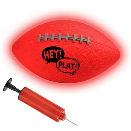 Hey Play Indoor/Outdoor Light Up Football - LED Glow Football Size 6 for Kids Ages 8 and Up, Orange