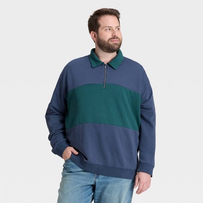 Men's Vintage 1/4 Zip Sweatshirt - Goodfellow & Co™ Blue L
