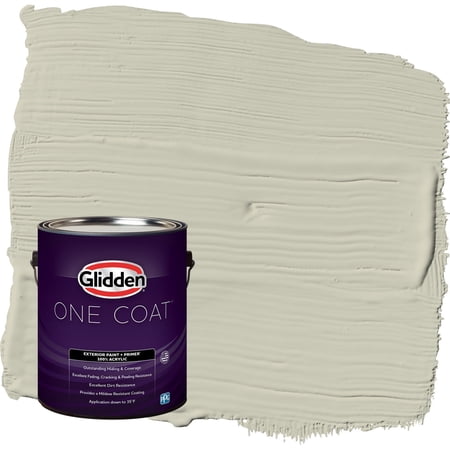 Glidden One Coat French Gray Linen / Grey Flat Exterior Paint with Primer, 1 Gallon