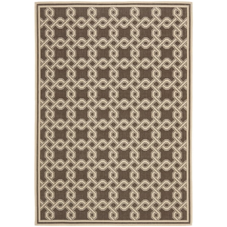 SAFAVIEH Martha Stewart Geometric Interlock Area Rug, Chocolate/Cream, 4' x 5'7"
