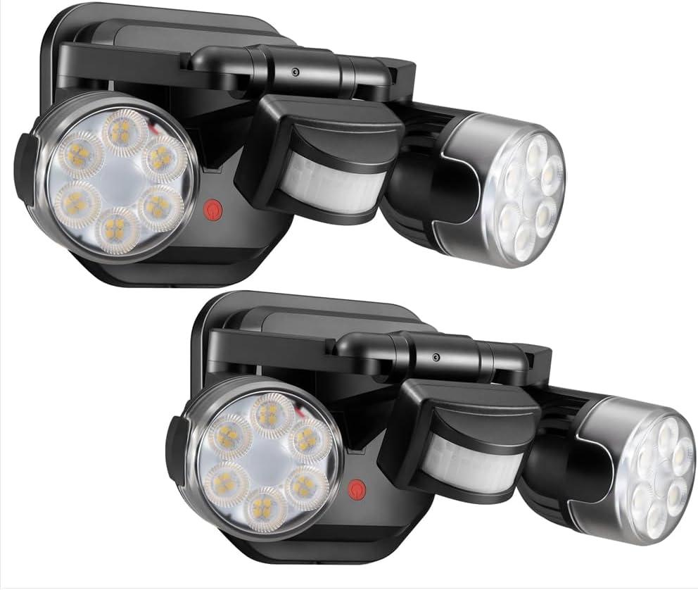 2-Count OREiN Dual-Head Adjustable Hardwired Motion Sensor LED Security Flood Lights Amazon
