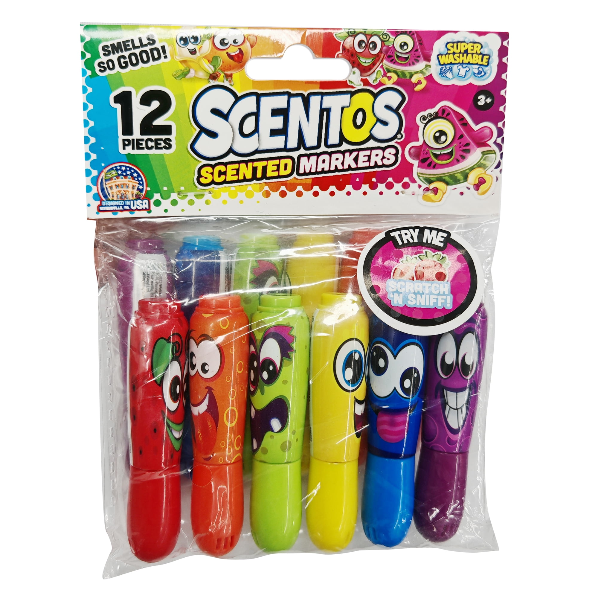 Scentos Scented Mini Markers, Multi Color Party Favors, 12 pack