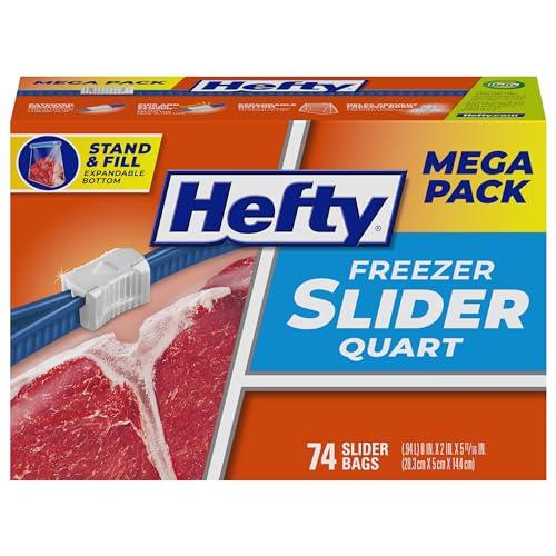 74-Ct Hefty Quart Size Slider Freezer Storage Bags Amazon