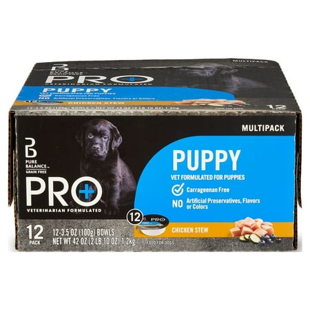 Pure Balance Pro+ Puppy Wet Dog Food Variety Pack, 3.5 oz Bowls, 12 Pack