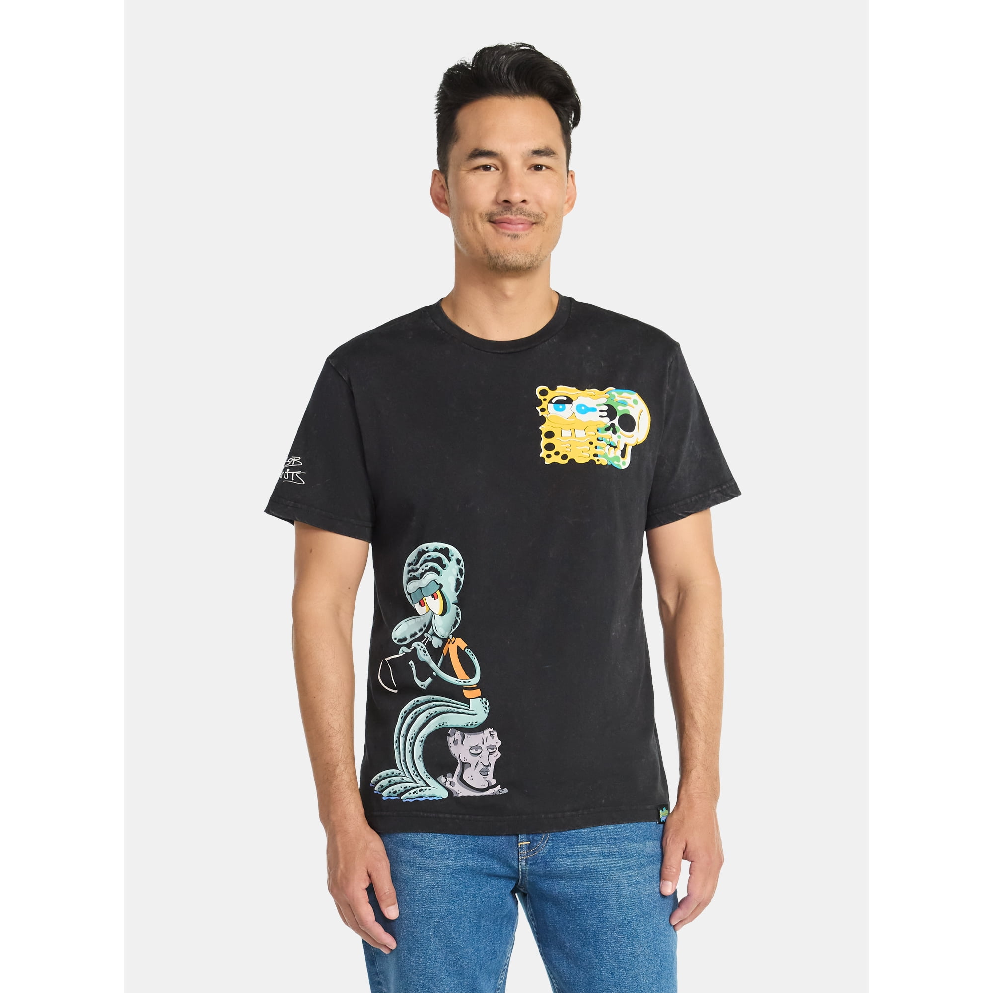 SpongeBob SquarePants Men's and Big Men's Melt Graphic Tee, Sizes S-3XL