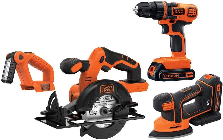 BLACK+DECKER 20V Max 4-Tool Power Tool Combo Kit w/ 2x Batteries Amazon