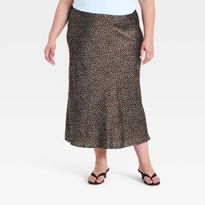 Women's Midi Slip Skirt - A New Day™ Brown 2X