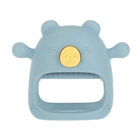 Nuby Wrist Grip Silicone Teething Mitten for Babies, Blue Bear