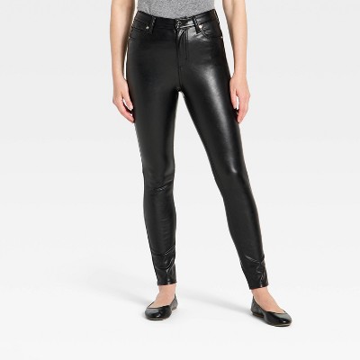 Women's Everyday High-Rise Skinny Faux Leather Pants - Universal Thread™ Black 14