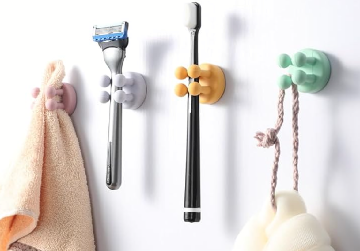 4-Pack ZEZHOU Silicone Razor / Toothbrush Holders for Shower Wall Amazon