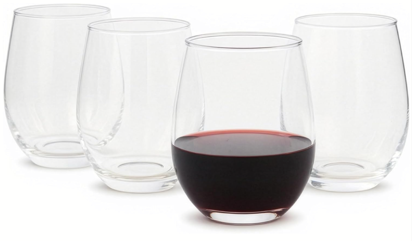 Set-of-4 Amazon Basics 19oz Stemless Red Wine Glasses Amazon