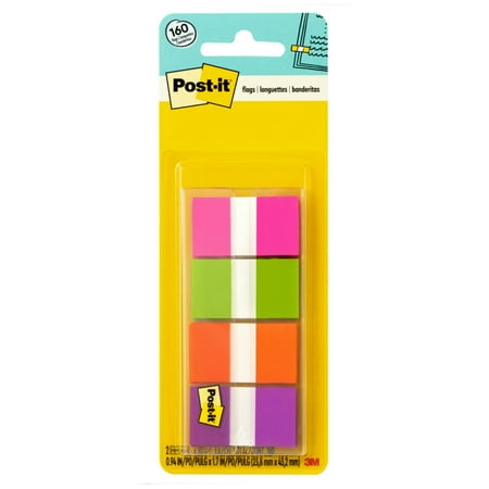 Post-it Portable Flags, 1 in. Wide, Assorted Colors, 2 Dispensers