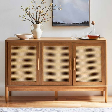 Better Homes & Gardens Springwood Caning Sideboard, Light Honey Finish