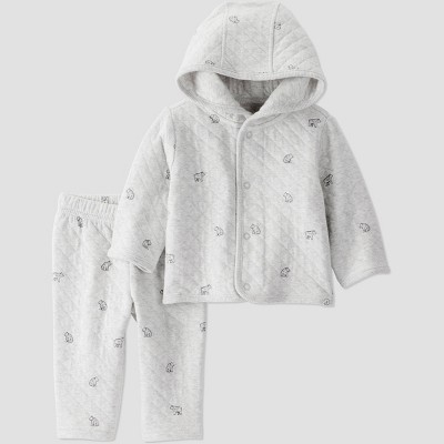 Little Planet By Carter's Organic Baby 2pc Quilted Hooded Set - Gray 6M
