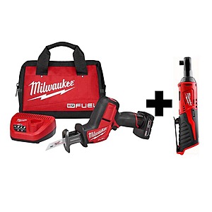 Milwaukee M12 FUEL 12V Brushless Hackzall Reciprocating Saw Kit + M12 3/8" Ratchet $199 + Free S/H