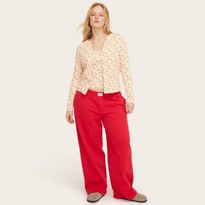 Women's High-Rise Boxer Sweatpants - Parke x Target Red XL