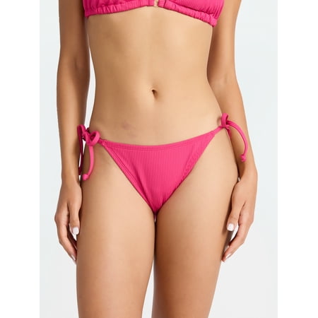 Time and Tru Women's Ribbed Side Tie Bikini Swim Bottoms, Sizes XS-2X