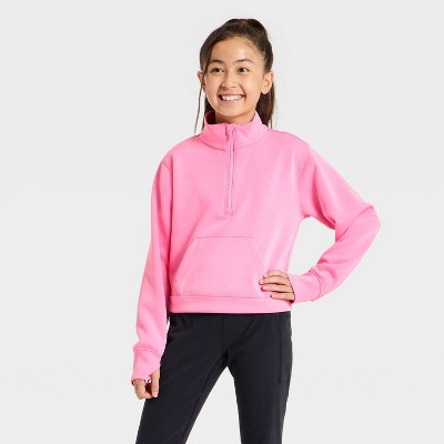 Girls' Airy Sleek Zip-Up Sweatshirt - All In Motion™ Pink XL
