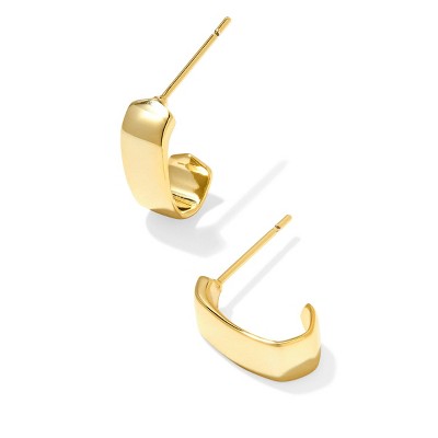 Kendra Scott Traci Huggie Hoop Earrings - Gold: 14K Gold Over Brass, Post Closure, Lightweight Design, Elegant Jewelry Piece