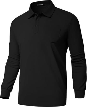Promen polo Men's Classic Long Sleeve Polo Shirt Amazon