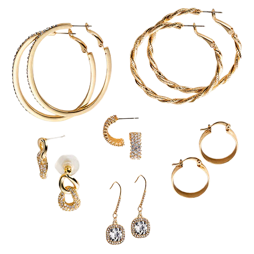 6pc Gold Hoops & Dangles Set $22