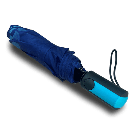 Weather Station Oversize Deluxe Automatic Rain Umbrella Blue Dots