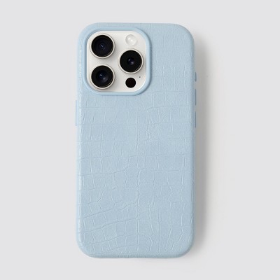 Hello Lux Blue Croc Wrapped Phone Case - 15 Pro