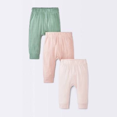 Baby Girls' 3pk Jogger Pants - Cloud Island™ Pink 12M
