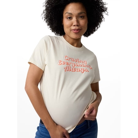 Ingrid & Isabel For Every Belly Women's Maternity Short Sleeve Relaxed Crew Graphic Tee, Sizes S-XXL