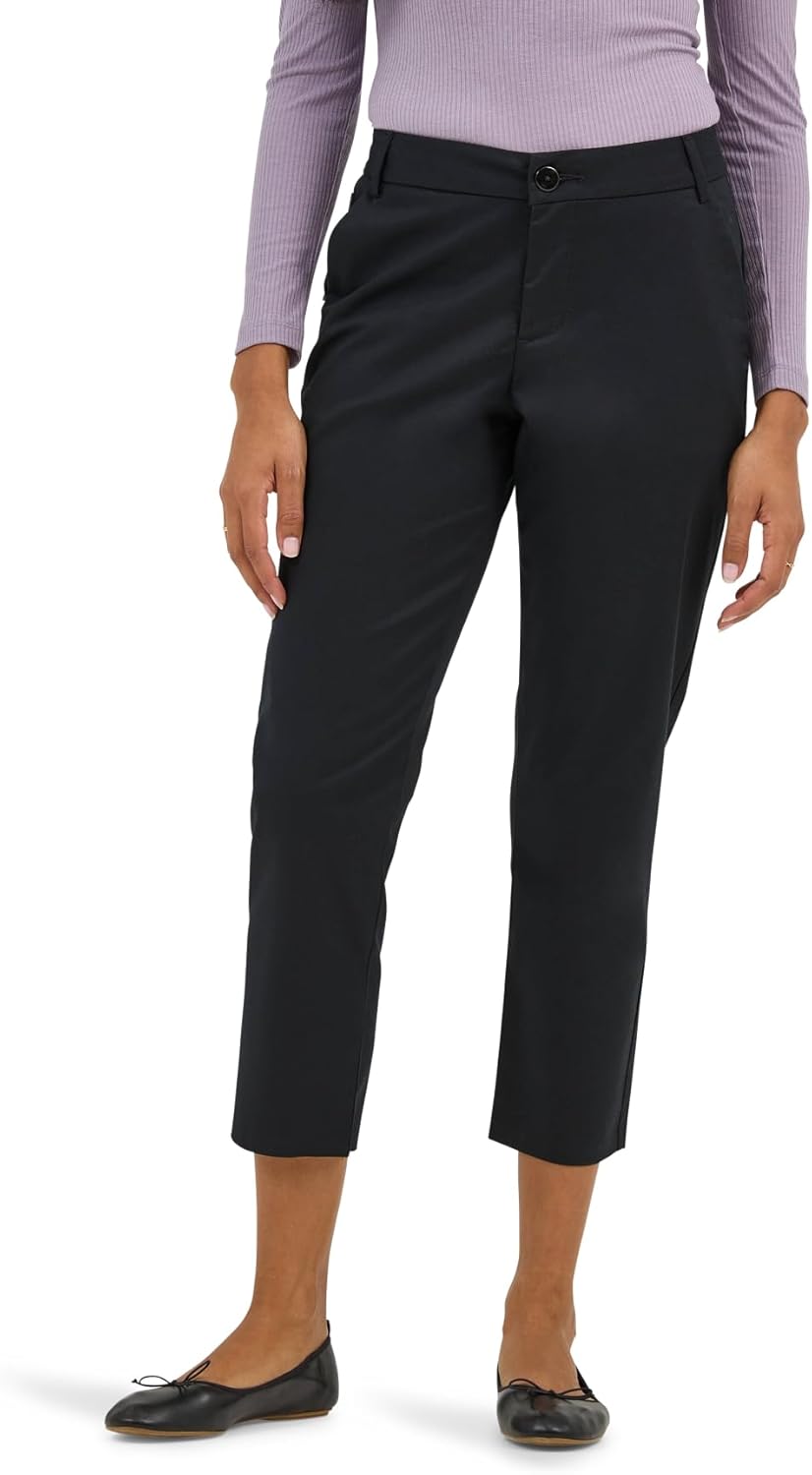 Lee Women's Wrinkle Free 23" Capri Pant, Union-All Black, 14