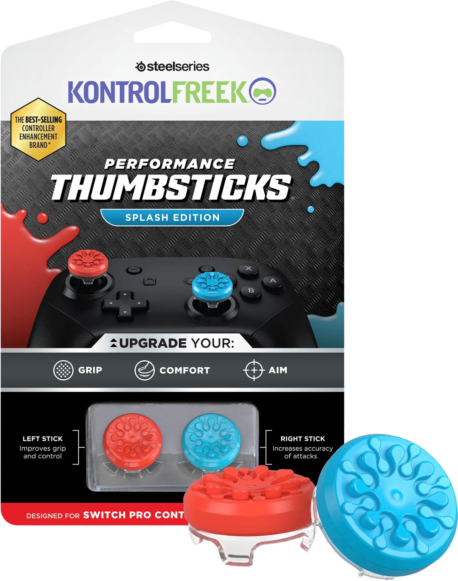 KontrolFreek - Splash edition thumbsticks Pro Controller - Red/Blue