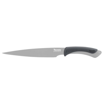 Tovolo Comfort Grip 8.5" Slicing Knife Oyster Gray 14013-201: High Carbon Stainless Steel Blade, Dishwasher-Safe